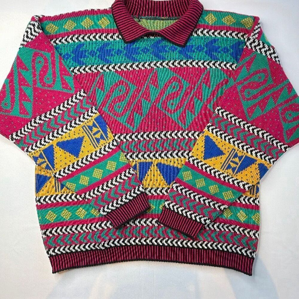 B.B. Waters 90’s Bold Geometric Punk Sweater Medium